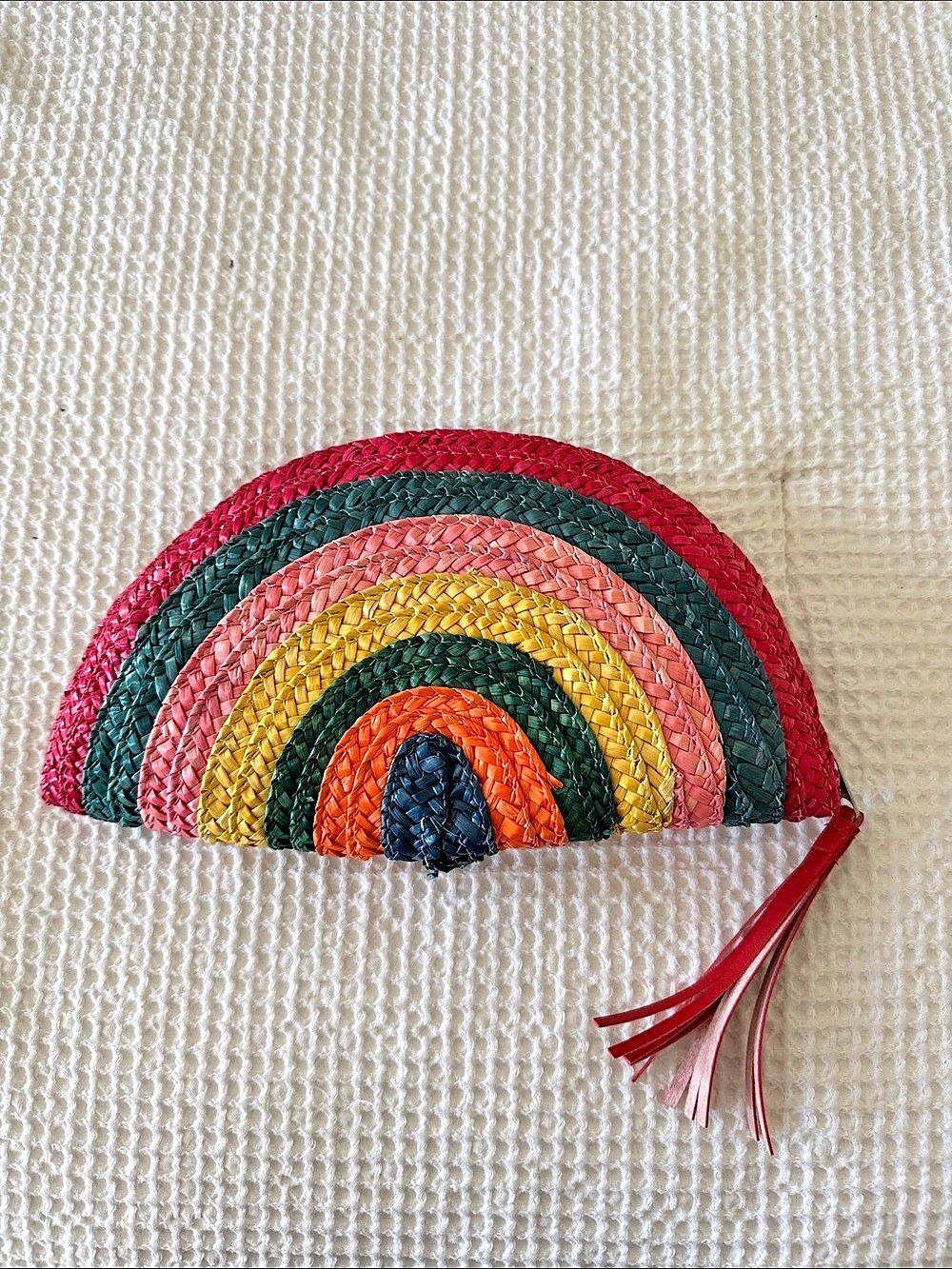 Woven Rainbow Cosmetic Pouch Pink & Multicolor